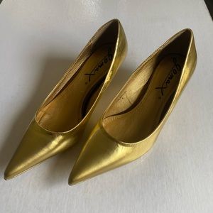 GOMAX Women’s Kitten Heel Gold Shoes Size 9